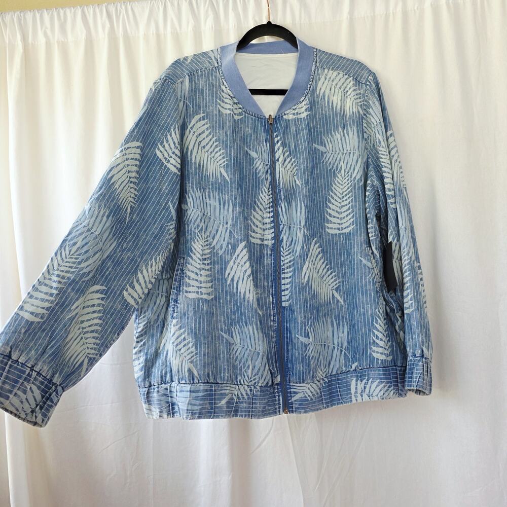 Billy T Bomber Jacket Women's Plus Size 2X Blue Lightweight Relaxed Fit NWT - Picture 5 of 8